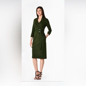 Eshakti Green Faux Wrap Dress